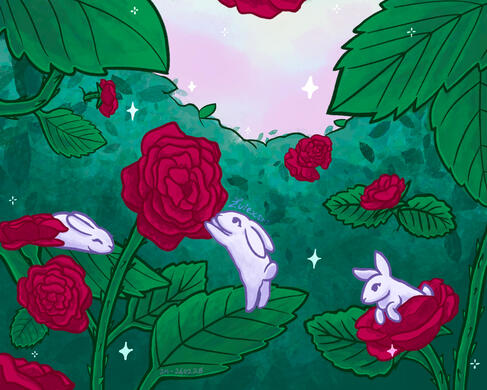 Bunnies Picking Roses Bunnies Picking Roses